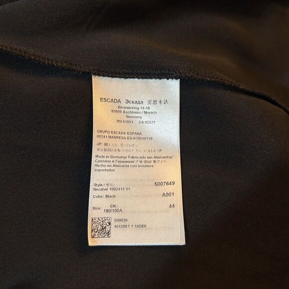 Escada Blouse Size 44 Black Pleated‎ Sleeveless Scoopneck Top Dressy Classic - Picture 9 of 9